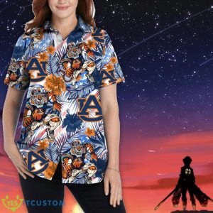 Auburn Tigers Personalized Name Tropical Floral Men Women Hawaiian Shirt And Shorts For NCAA Football Fans Product Photo 2