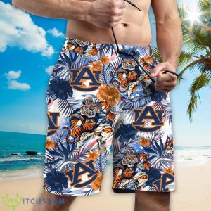 Auburn Tigers Personalized Name Tropical Floral Men Women Hawaiian Shirt And Shorts For NCAA Football Fans Product Photo 3