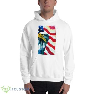 Bald Eagle With American Flag Background Classic T Shirt - 18500 Unisex Heavy Blend Hooded Sweatshirt