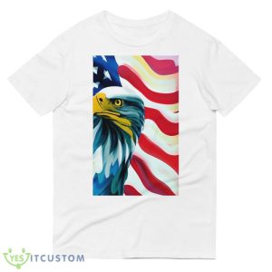 Bald Eagle With American Flag Background Classic T Shirt - 980 Lightweight Fashion Short Sleeve T-Shirt