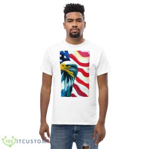 Bald Eagle With American Flag Background Classic T Shirt - Men’s Classic Tee Gildan 5000