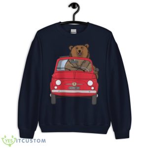 Bear In A Red Fiat 500 Shirt - Unisex Crewneck Sweatshirt-1