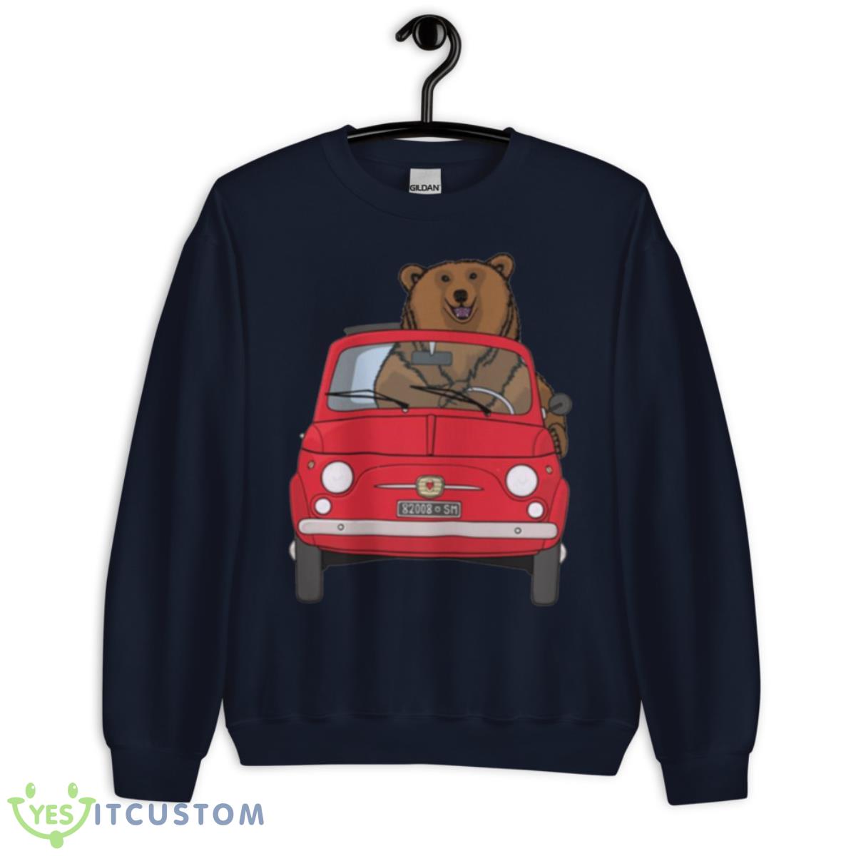 Bear In A Red Fiat 500 Shirt 2 Bear In A Red Fiat 500 Shirt - Unisex Crewneck Sweatshirt-1