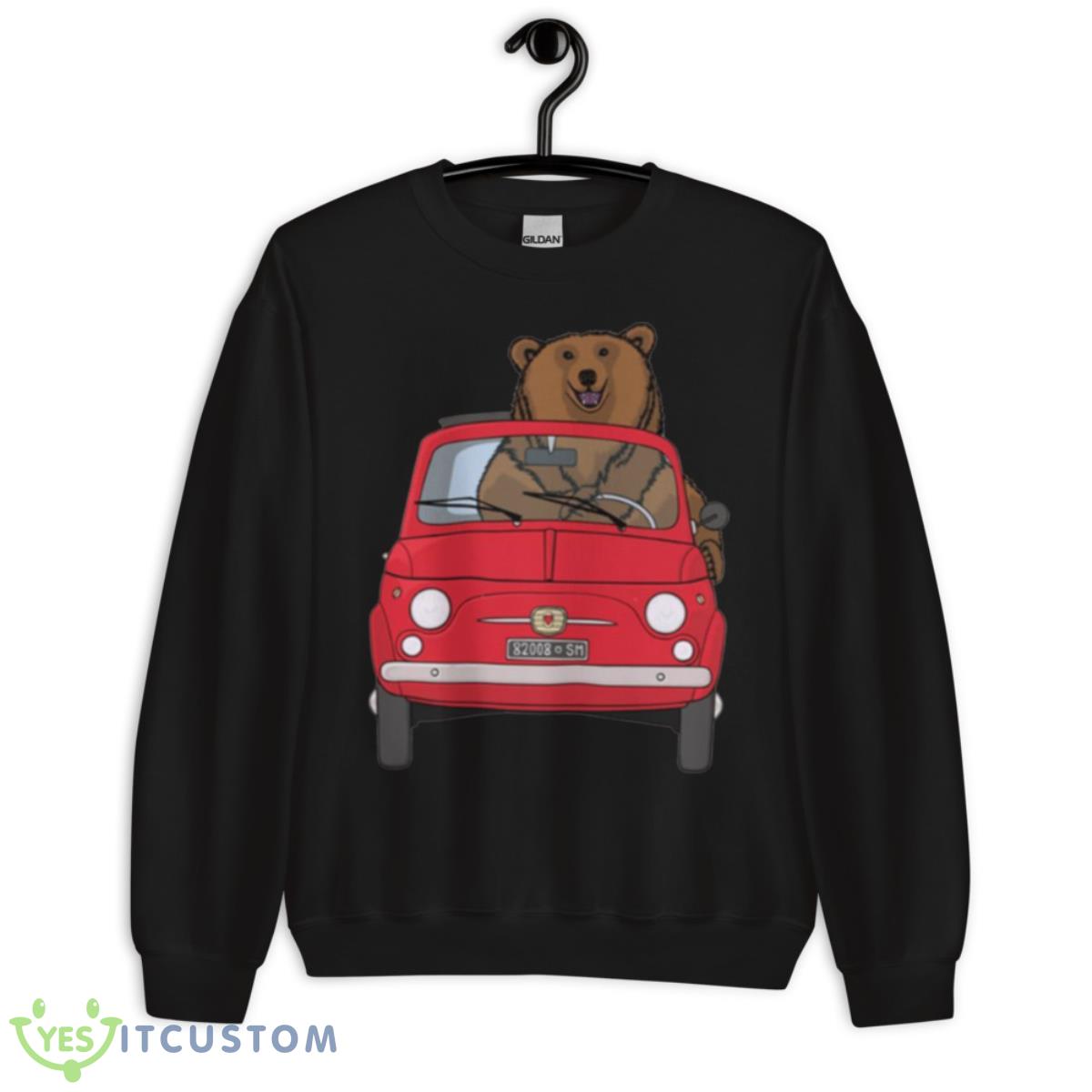 Bear In A Red Fiat 500 Shirt 3 Bear In A Red Fiat 500 Shirt - Unisex Crewneck Sweatshirt