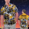 Boston Bruins Personalized Name Tropical Floral Men Women Hawaiian Shirt And Shorts For NHL Hockey Fans Product Photo 1