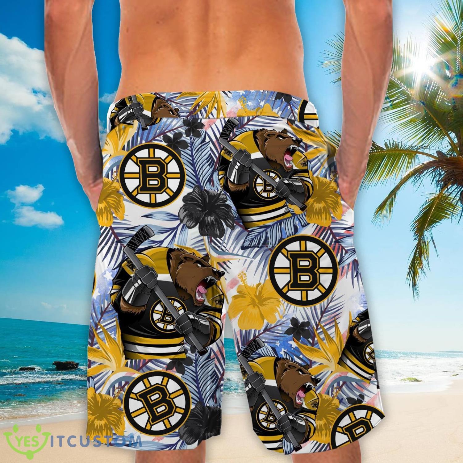 Boston Bruins Personalized Name Tropical Floral Men Women Hawaiian Shirt And Shorts For NHL Hockey Fans 4 Boston Bruins Personalized Name Tropical Floral Men Women Hawaiian Shirt And Shorts For NHL Hockey Fans Product Photo 4