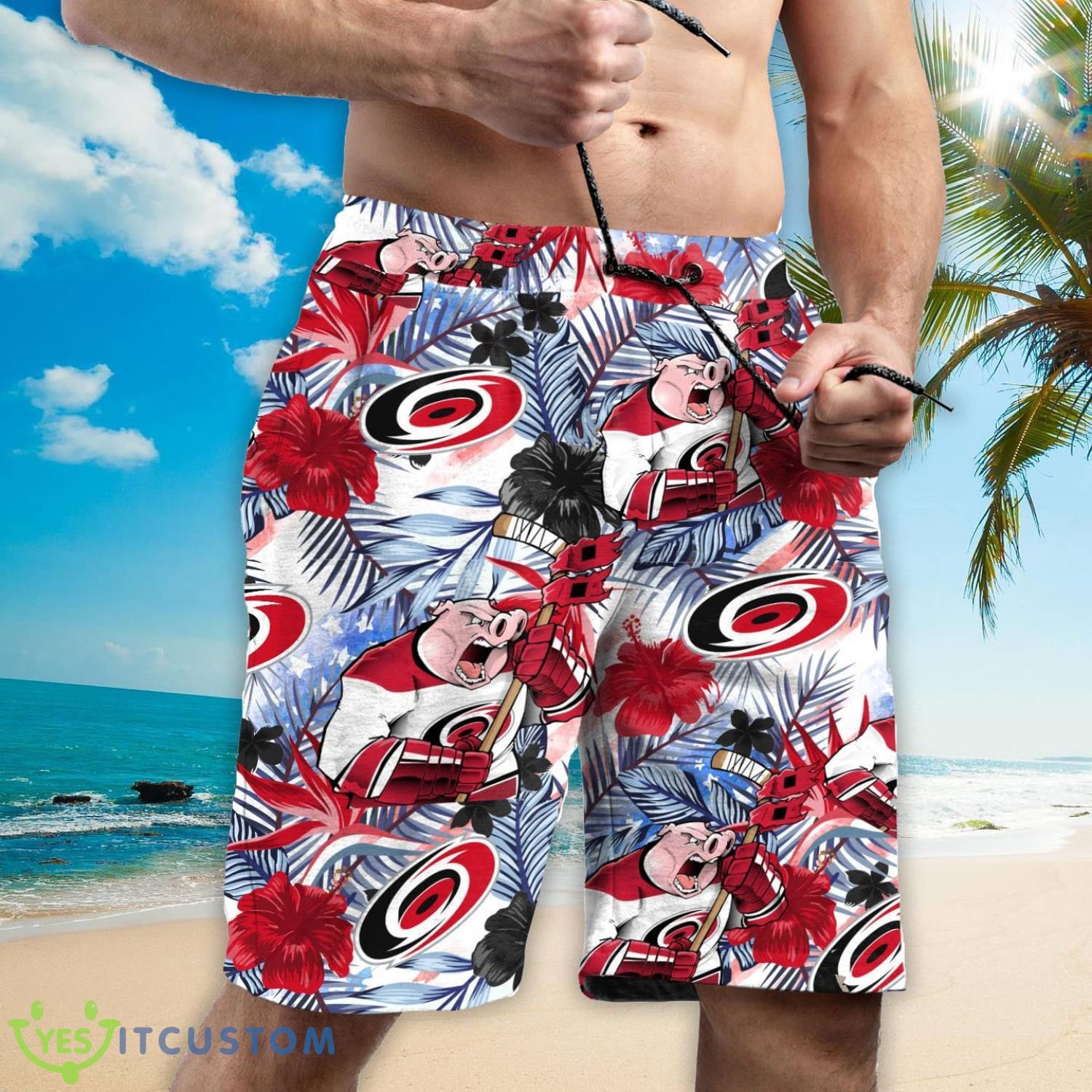 Carolina Hurricanes Personalized Name Tropical Floral Men Women Hawaiian Shirt And Shorts For NHL Hockey Fans 9 Carolina Hurricanes Personalized Name Tropical Floral Men Women Hawaiian Shirt And Shorts For NHL Hockey Fans Product Photo 3