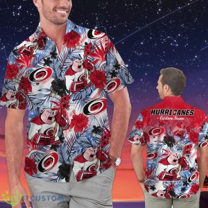 Carolina Hurricanes Personalized Name Tropical Floral Men Women Hawaiian Shirt And Shorts For NHL Hockey Fans Product Photo 1