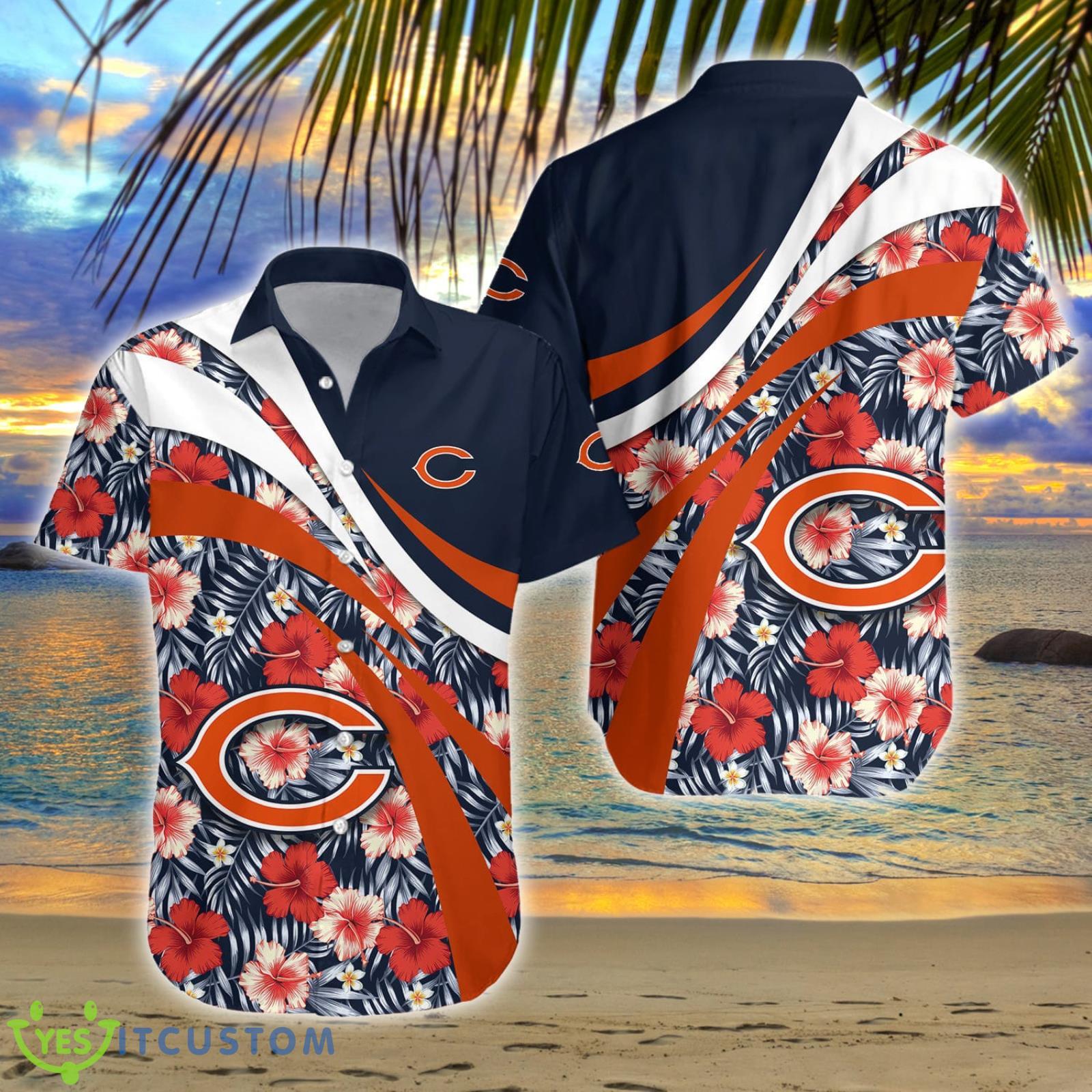 Chicago Bears NFL Hibiscus Flower Pattern Aloha Hawaiian Shirt 5 Chicago Bears NFL Hibiscus Flower Pattern Aloha Hawaiian Shirt Product Photo 2