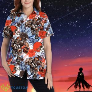 Cleveland Browns Personalized Name Tropical Floral Men Women Hawaiian Shirt And Shorts For NFL Football Fans Product Photo 2