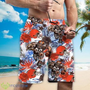 Cleveland Browns Personalized Name Tropical Floral Men Women Hawaiian Shirt And Shorts For NFL Football Fans Product Photo 3