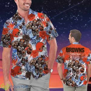 Cleveland Browns Personalized Name Tropical Floral Men Women Hawaiian Shirt And Shorts For NFL Football Fans Product Photo 1