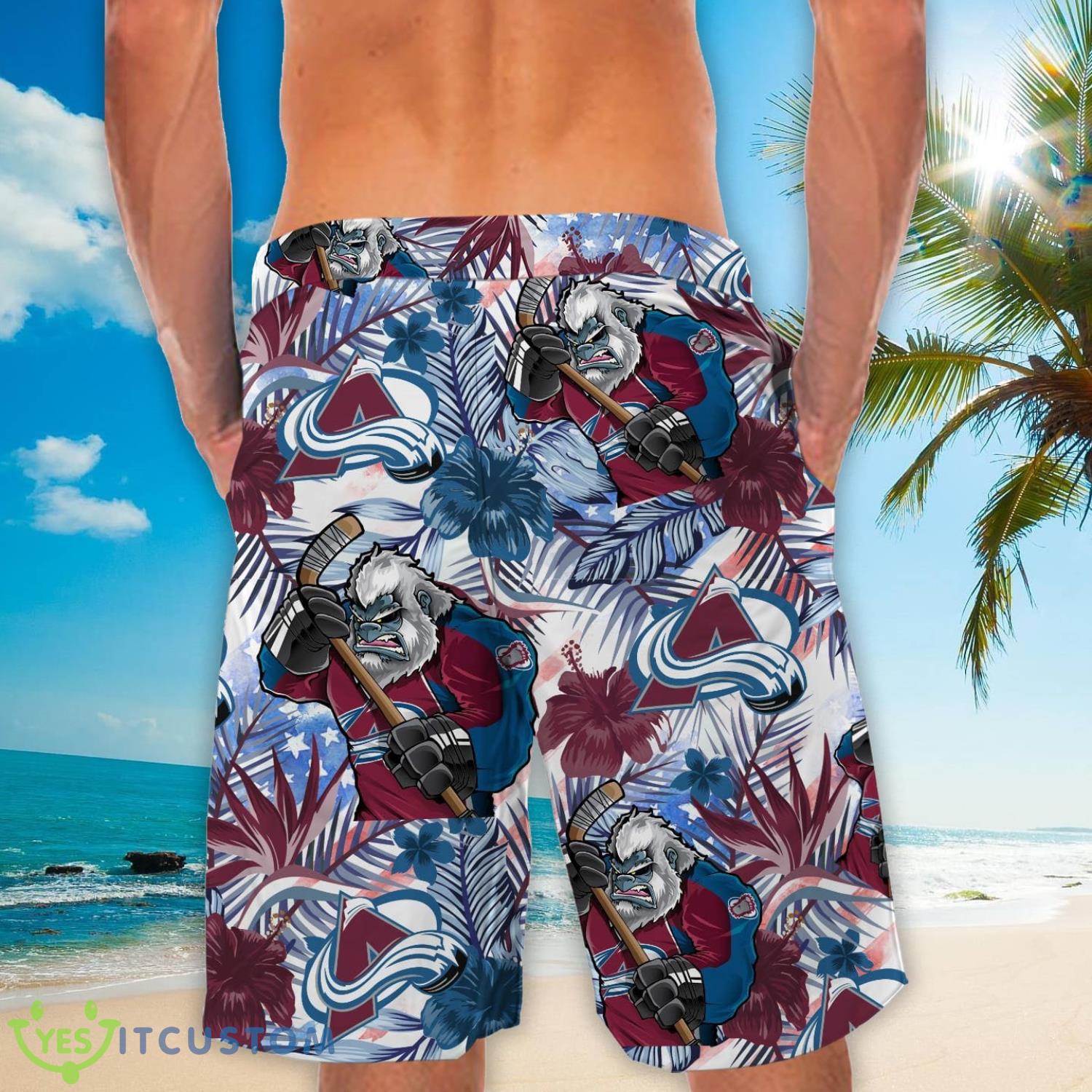 Colorado Avalanche Personalized Name Tropical Floral Men Women Hawaiian Shirt And Shorts For NHL Hockey Fans 4 Colorado Avalanche Personalized Name Tropical Floral Men Women Hawaiian Shirt And Shorts For NHL Hockey Fans Product Photo 4