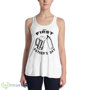 Dad’s First Father’s Day Beer And Bottle shirt - 8800 Women's Flowy Racerback Tank