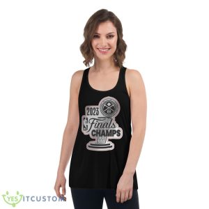 Denver Nuggets 2023 NBA Finals Champions Metallic Shirt 10 Denver Nuggets 2023 NBA Finals Champions Metallic Shirt - Women's Flowy Racerback Tank