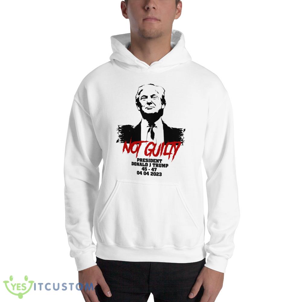 Donald Trump started selling Not Guilty mugshot Essential T Shirt 2 Donald Trump started selling Not Guilty mugshot Essential T Shirt - 18500 Unisex Heavy Blend Hooded Sweatshirt