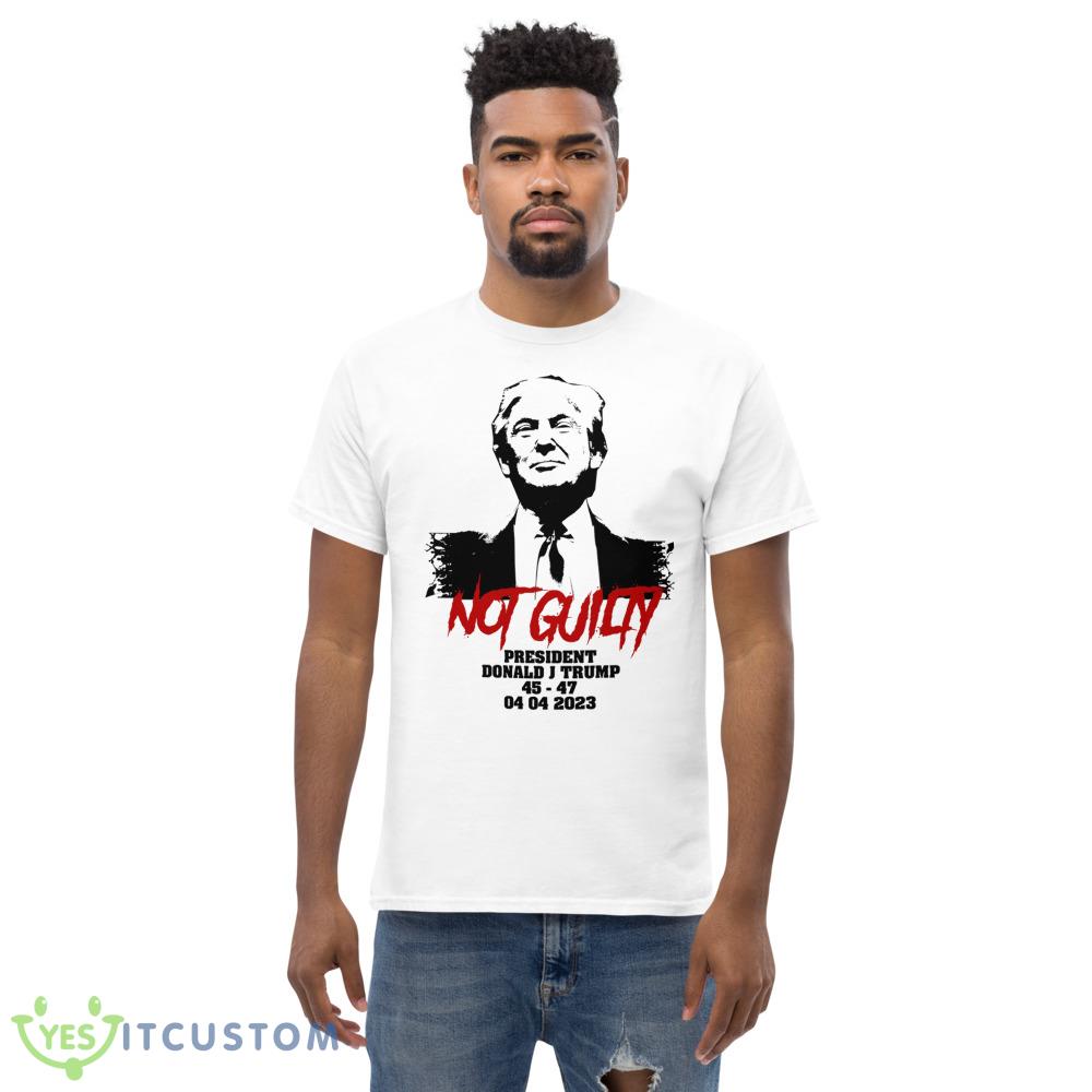 Donald Trump started selling Not Guilty mugshot Essential T Shirt 5 Donald Trump started selling Not Guilty mugshot Essential T Shirt - Men’s Classic Tee Gildan 5000