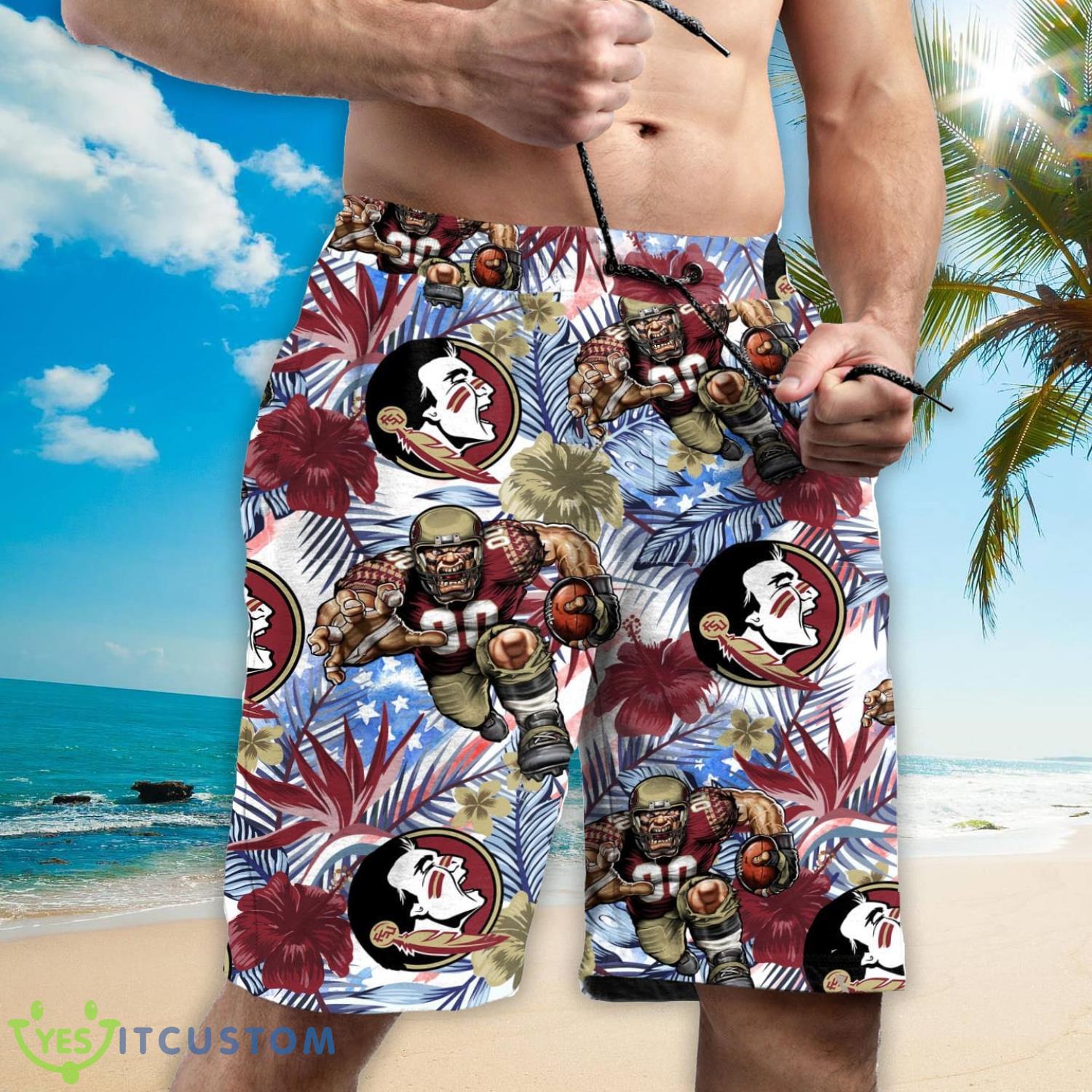 Florida State Seminoles Personalized Name Tropical Floral Men Women Hawaiian Shirt And Shorts For NCAA Football Fans 3 Florida State Seminoles Personalized Name Tropical Floral Men Women Hawaiian Shirt And Shorts For NCAA Football Fans Product Photo 3