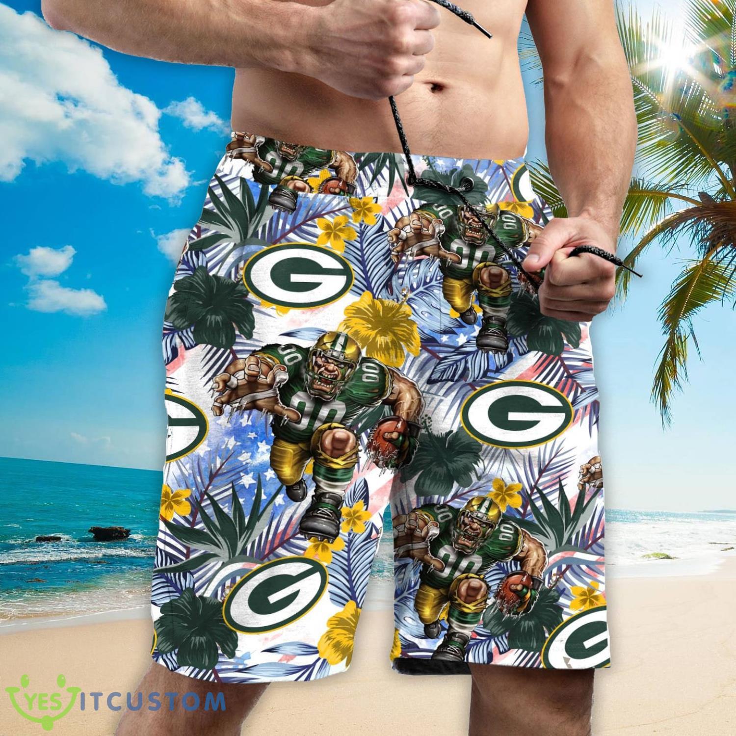 Green Bay Packers Personalized Name Tropical Floral Men Women Hawaiian Shirt And Shorts For NFL Football Fans 3 Green Bay Packers Personalized Name Tropical Floral Men Women Hawaiian Shirt And Shorts For NFL Football Fans Product Photo 3