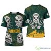 Green Bay Packers Skull For Halloween Graphics 3d T-Shirt For Men And Women - Green Bay Packers T-shirt skull for Halloween graphic_1