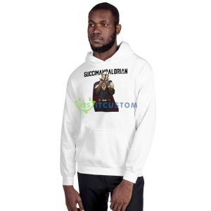 Guccimandalorian White T Shirt Mockup 7 Guccimandalorian White T Shirt Mockup - 18500 Unisex Heavy Blend Hooded Sweatshirt