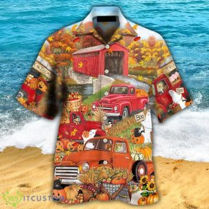 Halloween Truck With Pumpkin In Town Hawaiian Shirt For Men And Women - Halloween Truck With Pumpkin In Town - Hawaiian Shirt - Owl Ohh_1