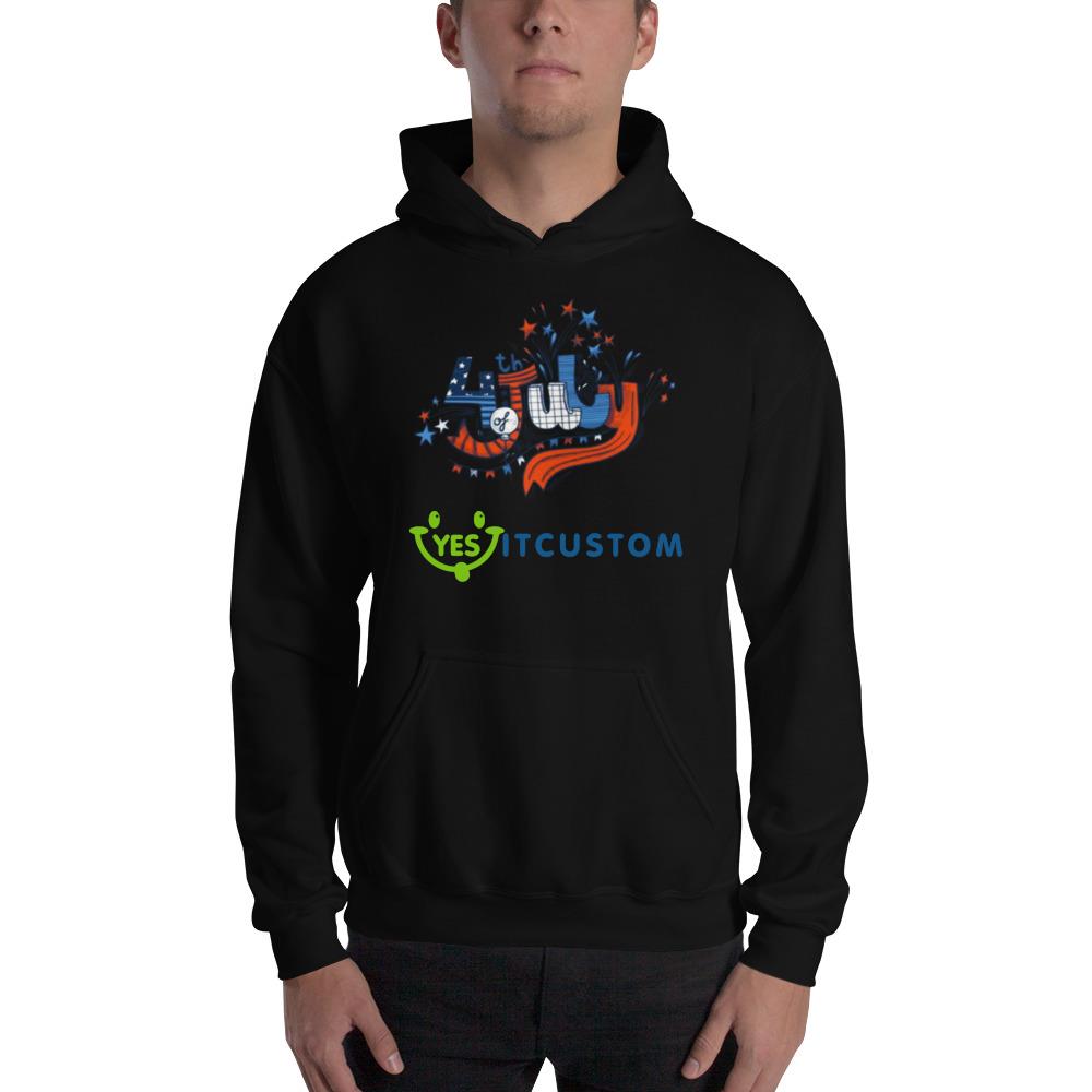 Happy 4th July Black T Shirt Mockup 2 Happy 4th July Black T Shirt Mockup - 18500 Unisex Heavy Blend Hooded Sweatshirt