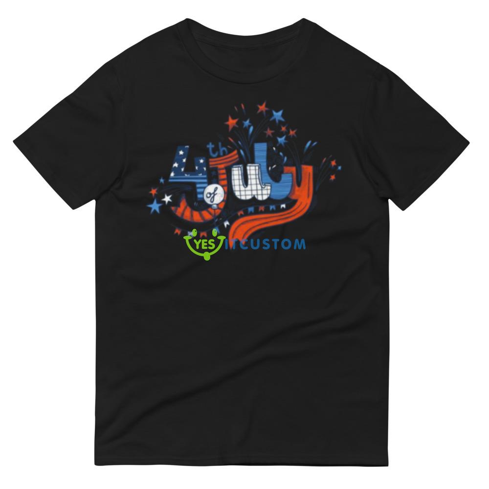 Happy 4th July Black T Shirt Mockup 4 Happy 4th July Black T Shirt Mockup - 980 Lightweight Fashion Short Sleeve T-Shirt