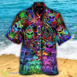 Hippie Alien Peace Color Stunning Hawaiian Shirt For Men And Women - Hippie Alien Peace Color Stunning - Hawaiian Shirt - Owl Ohh_1