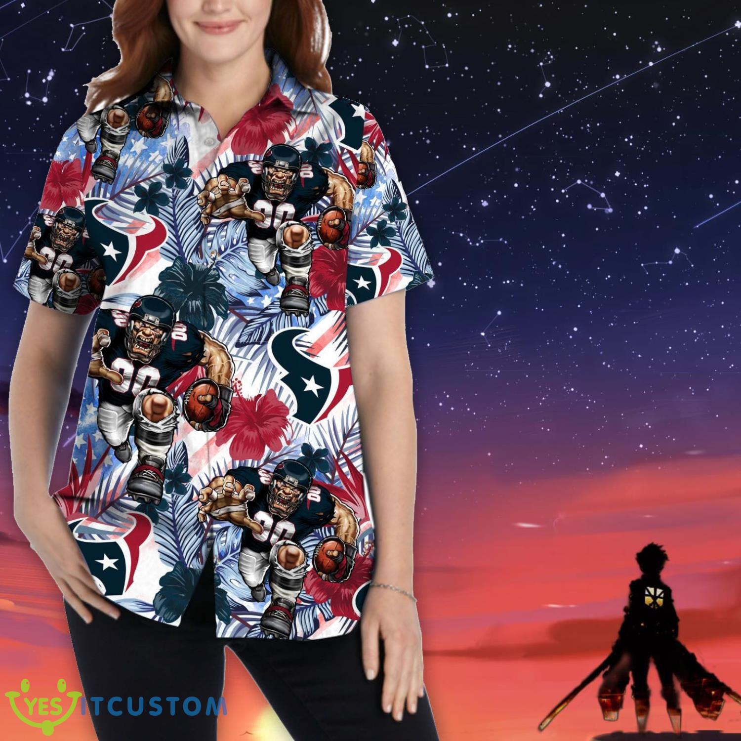 Houston Texans Personalized Name Tropical Floral Men Women Hawaiian Shirt And Shorts For NFL Football Fans 2 Houston Texans Personalized Name Tropical Floral Men Women Hawaiian Shirt And Shorts For NFL Football Fans Product Photo 2