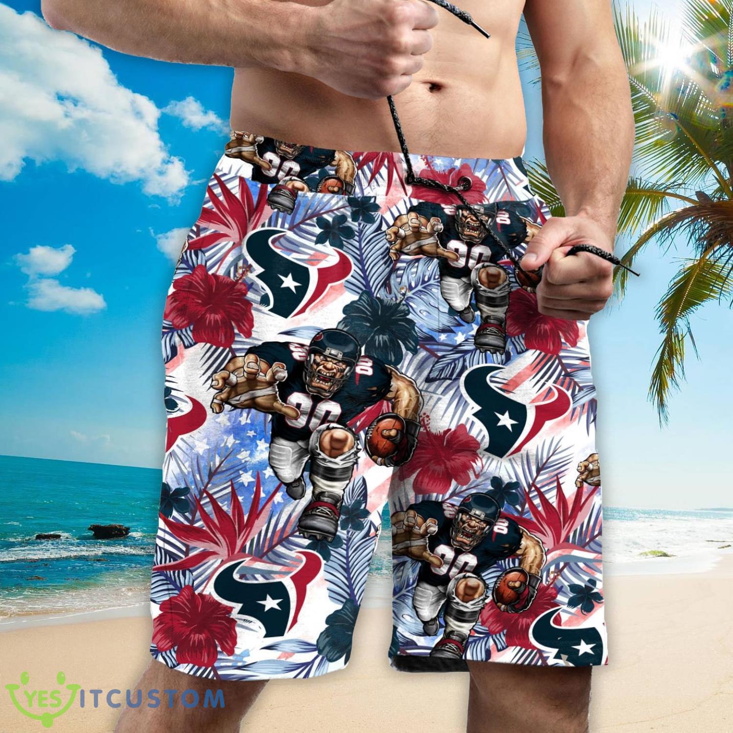 Houston Texans Personalized Name Tropical Floral Men Women Hawaiian Shirt And Shorts For NFL Football Fans 9 Houston Texans Personalized Name Tropical Floral Men Women Hawaiian Shirt And Shorts For NFL Football Fans Product Photo 3