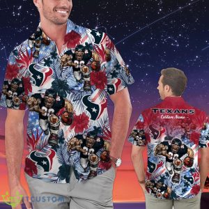 Houston Texans Personalized Name Tropical Floral Men Women Hawaiian Shirt And Shorts For NFL Football Fans Product Photo 1