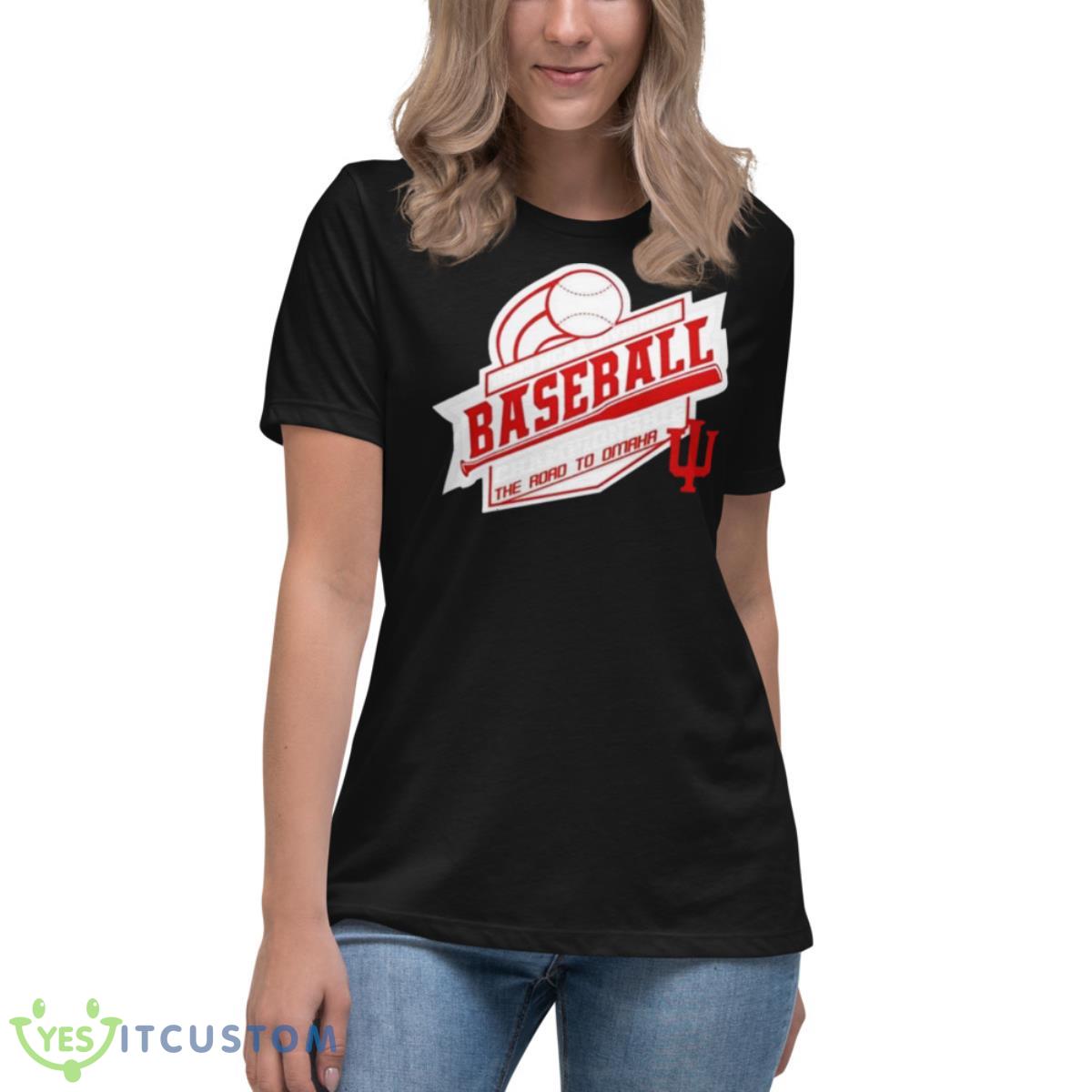 Indiana Hoosiers 2023 Ncaa Division I Baseball Championship The Road To Omaha Logo Shirt 6 Indiana Hoosiers 2023 Ncaa Division I Baseball Championship The Road To Omaha Logo Shirt - Women's Relaxed Short Sleeve Jersey Tee