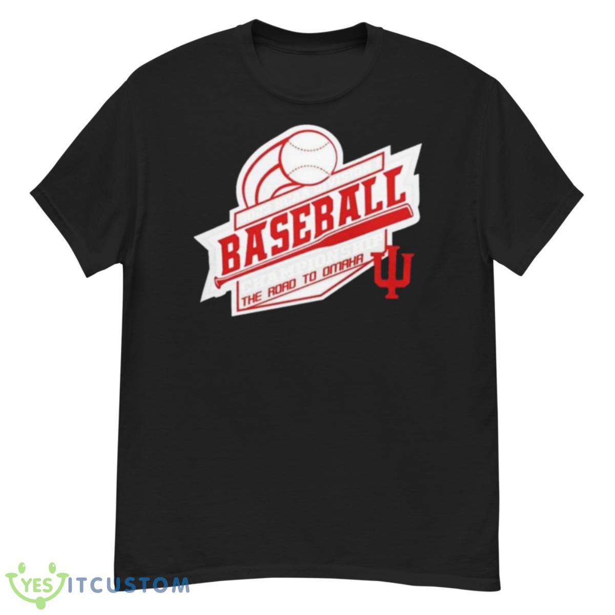 Indiana Hoosiers 2023 Ncaa Division I Baseball Championship The Road To Omaha Logo Shirt 12 Indiana Hoosiers 2023 Ncaa Division I Baseball Championship The Road To Omaha Logo Shirt - G500 Men’s Classic T-Shirt