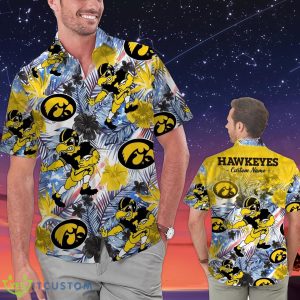 Iowa Hawkeyes Personalized Name Tropical Floral Men Women Hawaiian Shirt And Shorts For NCAA Football Fans Product Photo 1