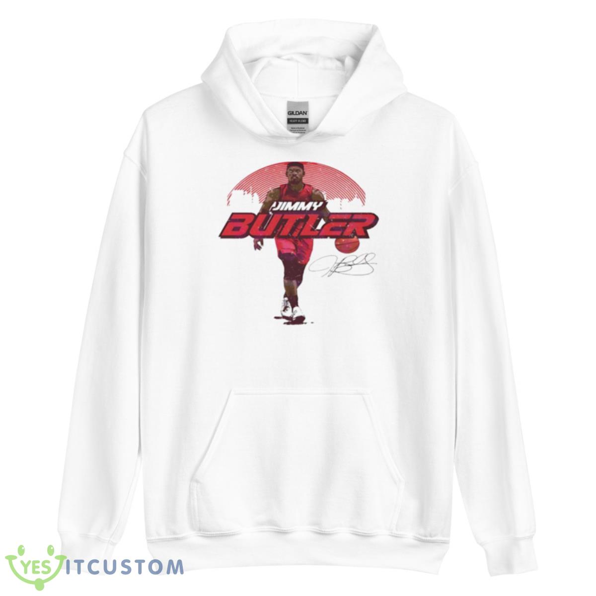 Jimmy Butler Miami Heat Skyline 2023 Shirt 3 Jimmy Butler Miami Heat Skyline 2023 Shirt - Unisex Heavy Blend Hooded Sweatshirt