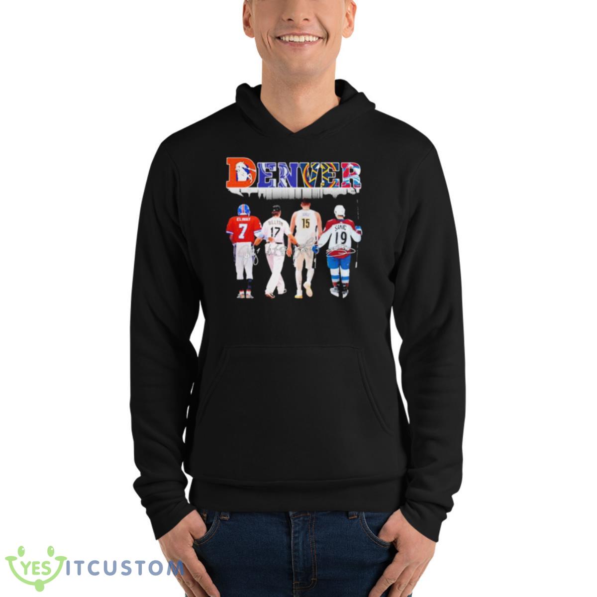 John Albert Elway Jr. Helton Nikola Jokic Sakic Denver City Sport Signatures Shirt 4 John Albert Elway Jr. Helton Nikola Jokic Sakic Denver City Sport Signatures Shirt - Unisex Fleece Pullover Hoodie