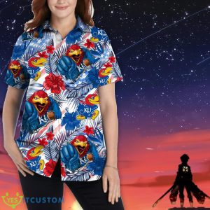 Kansas Jayhawks Personalized Name Tropical Floral Men Women Hawaiian Shirt And Shorts For NCAA Football Fans Product Photo 2