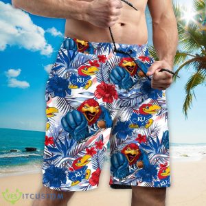 Kansas Jayhawks Personalized Name Tropical Floral Men Women Hawaiian Shirt And Shorts For NCAA Football Fans Product Photo 3