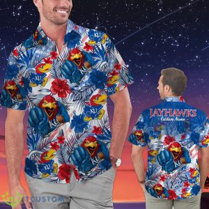 Kansas Jayhawks Personalized Name Tropical Floral Men Women Hawaiian Shirt And Shorts For NCAA Football Fans Product Photo 1