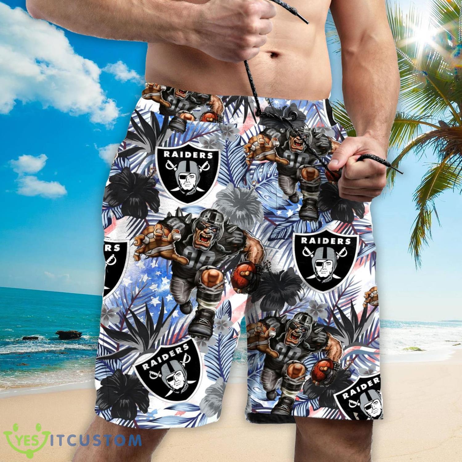 Las Vegas Raiders Personalized Name Tropical Floral Men Women Hawaiian Shirt And Shorts For NFL Football Fans 9 Las Vegas Raiders Personalized Name Tropical Floral Men Women Hawaiian Shirt And Shorts For NFL Football Fans Product Photo 3
