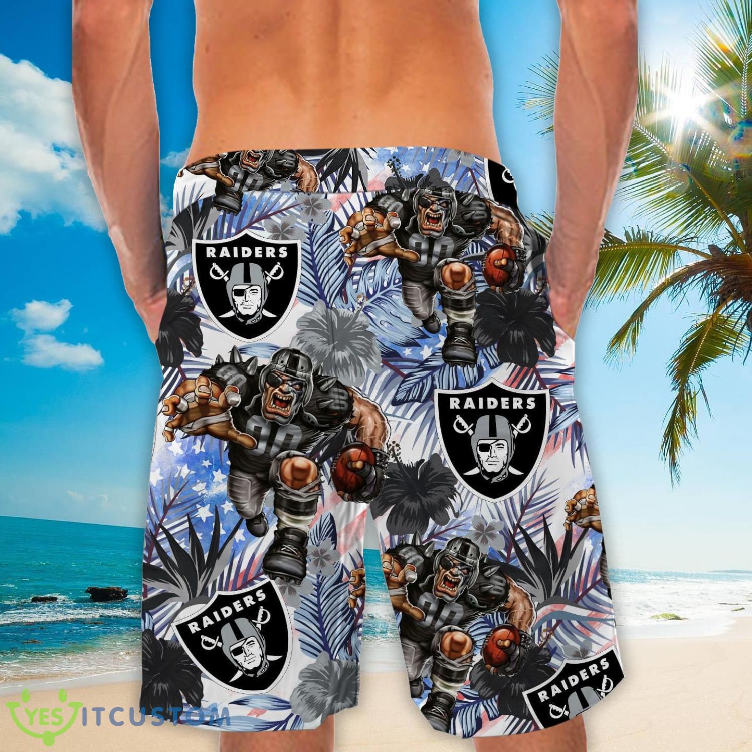 Las Vegas Raiders Personalized Name Tropical Floral Men Women Hawaiian Shirt And Shorts For NFL Football Fans 4 Las Vegas Raiders Personalized Name Tropical Floral Men Women Hawaiian Shirt And Shorts For NFL Football Fans Product Photo 4