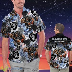 Las Vegas Raiders Personalized Name Tropical Floral Men Women Hawaiian Shirt And Shorts For NFL Football Fans Product Photo 1