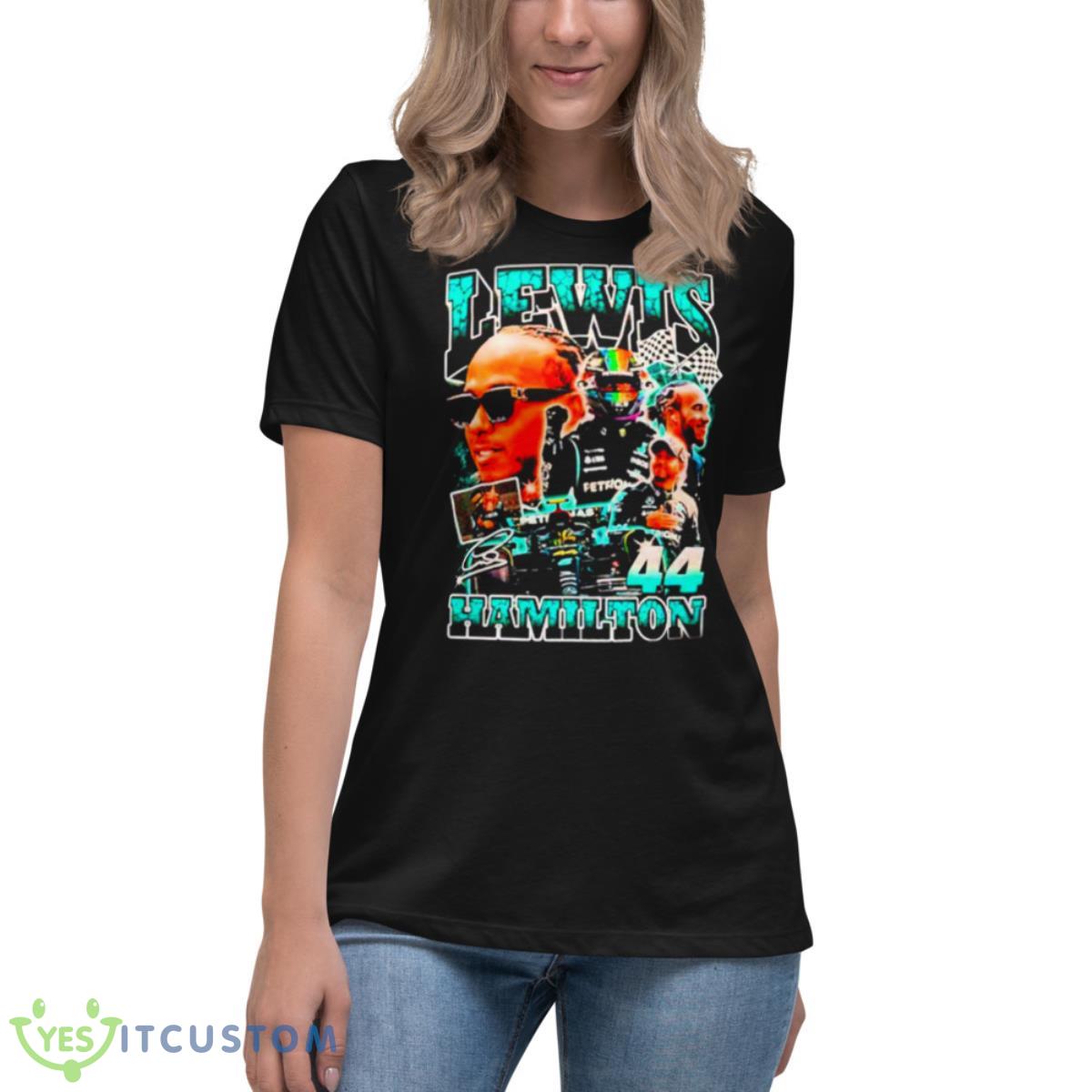 Lewis Hamilton 44 Signature Shirt 6 Lewis Hamilton 44 Signature Shirt - Women's Relaxed Short Sleeve Jersey Tee