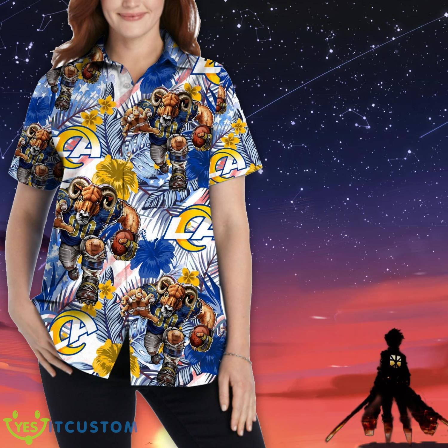 Los Angeles Rams Personalized Name Tropical Floral Men Women Hawaiian Shirt And Shorts For NFL Football Fans 9 Los Angeles Rams Personalized Name Tropical Floral Men Women Hawaiian Shirt And Shorts For NFL Football Fans Product Photo 2