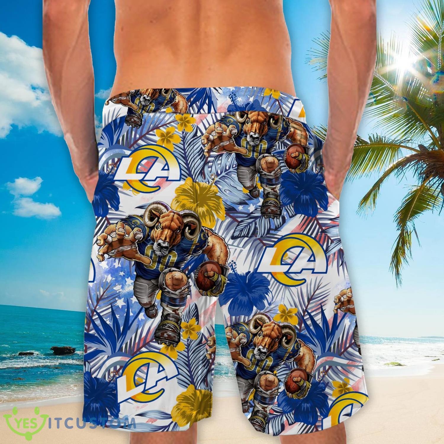 Los Angeles Rams Personalized Name Tropical Floral Men Women Hawaiian Shirt And Shorts For NFL Football Fans 4 Los Angeles Rams Personalized Name Tropical Floral Men Women Hawaiian Shirt And Shorts For NFL Football Fans Product Photo 4