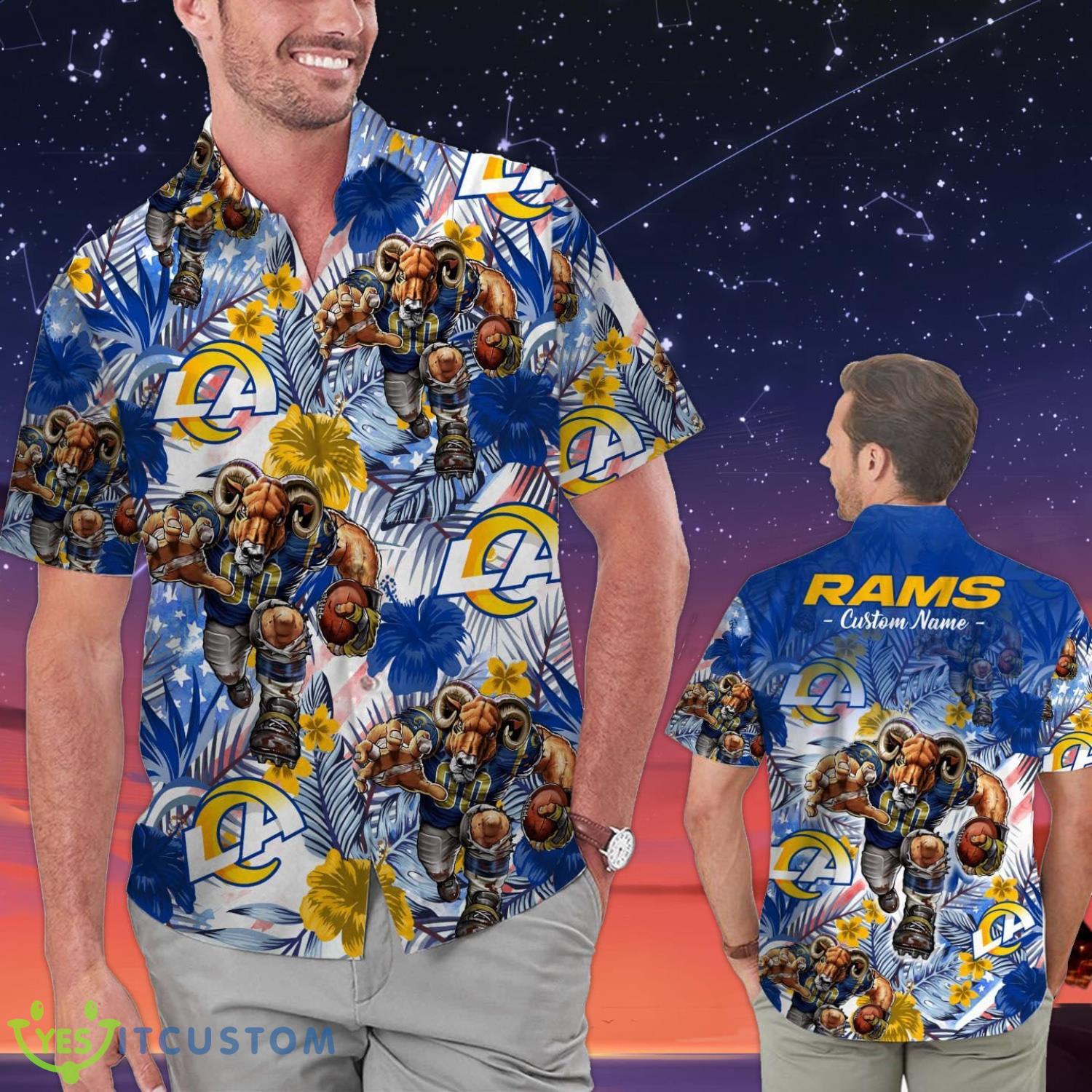Los Angeles Rams Personalized Name Tropical Floral Men Women Hawaiian Shirt And Shorts For NFL Football Fans 8 Los Angeles Rams Personalized Name Tropical Floral Men Women Hawaiian Shirt And Shorts For NFL Football Fans Product Photo 1