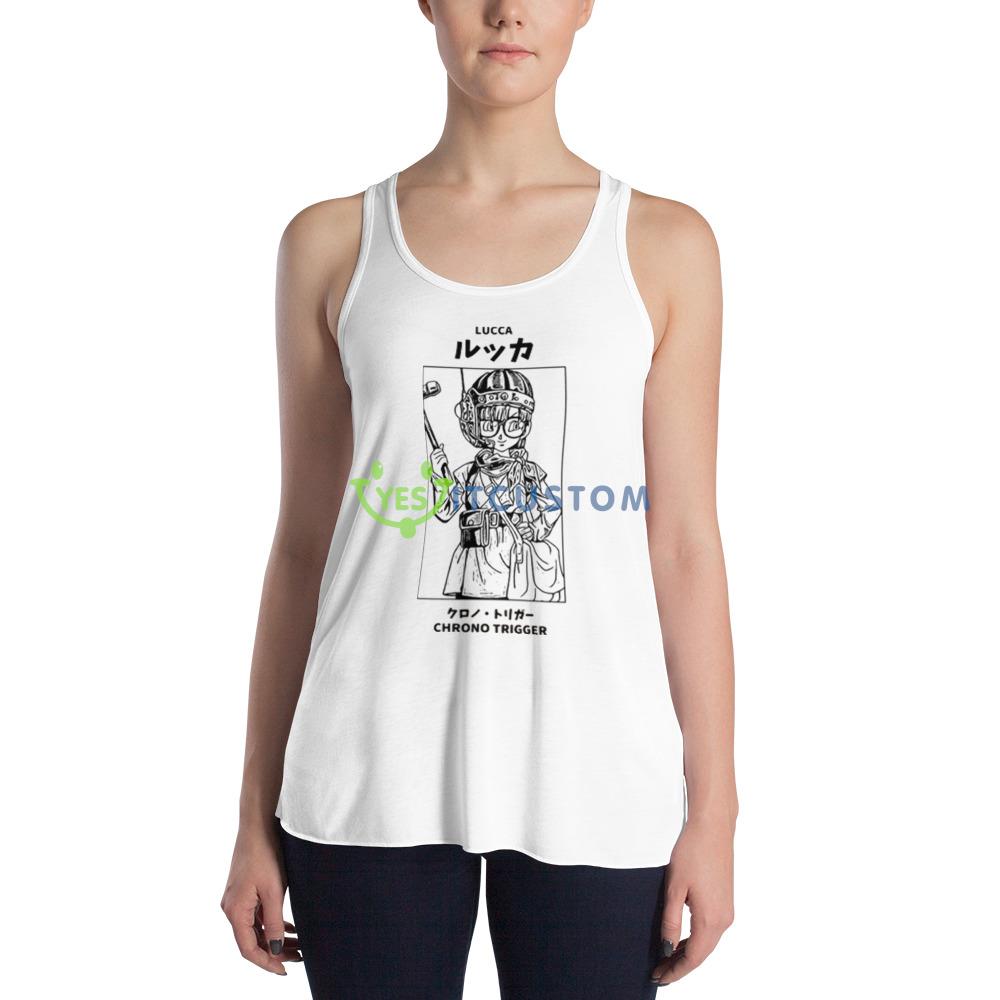 Lucca Chrono Trigger White T Shirt Mockup 4 Lucca Chrono Trigger White T Shirt Mockup - 8800 Women's Flowy Racerback Tank