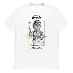 Lucca Chrono Trigger White T Shirt Mockup 11 Lucca Chrono Trigger White T Shirt Mockup - Men’s Classic Tee Gildan 5000