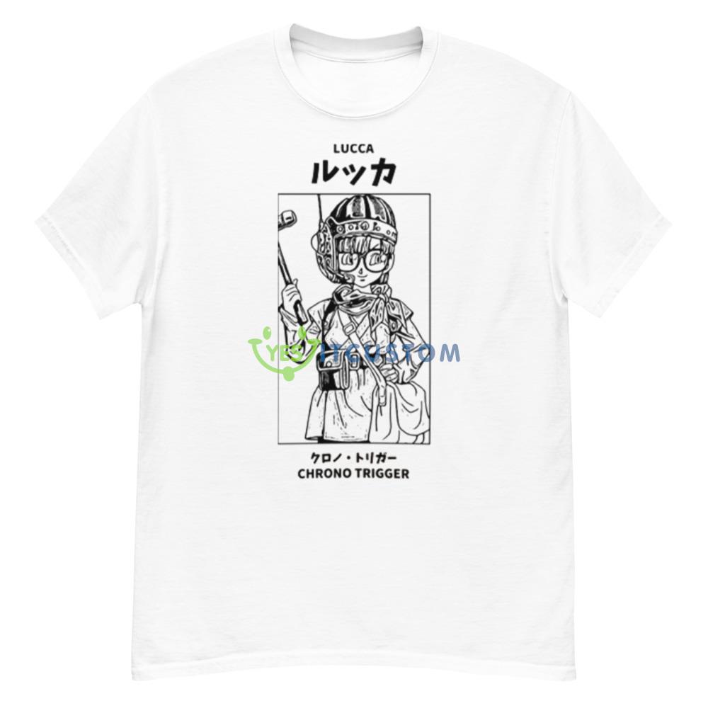 Lucca Chrono Trigger White T Shirt Mockup 6 Lucca Chrono Trigger White T Shirt Mockup - Men’s Classic Tee Gildan 5000